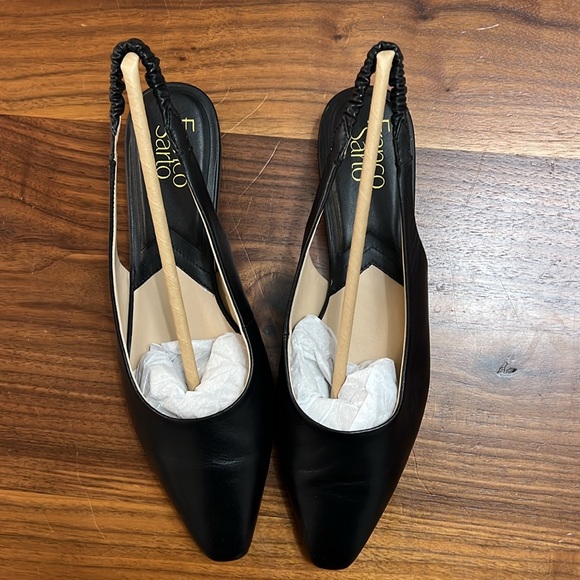 Franco Sarto Briella Black Leather Slingback Flats Closed Pointed Toe 9M - Picture 5 of 12